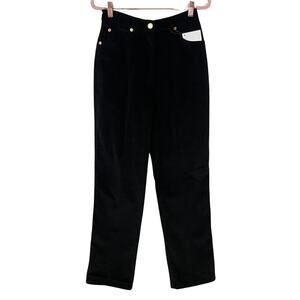 St. John Sport Marie Gray Pants Womens Size 2 Black High Rise Velvet Straight‎